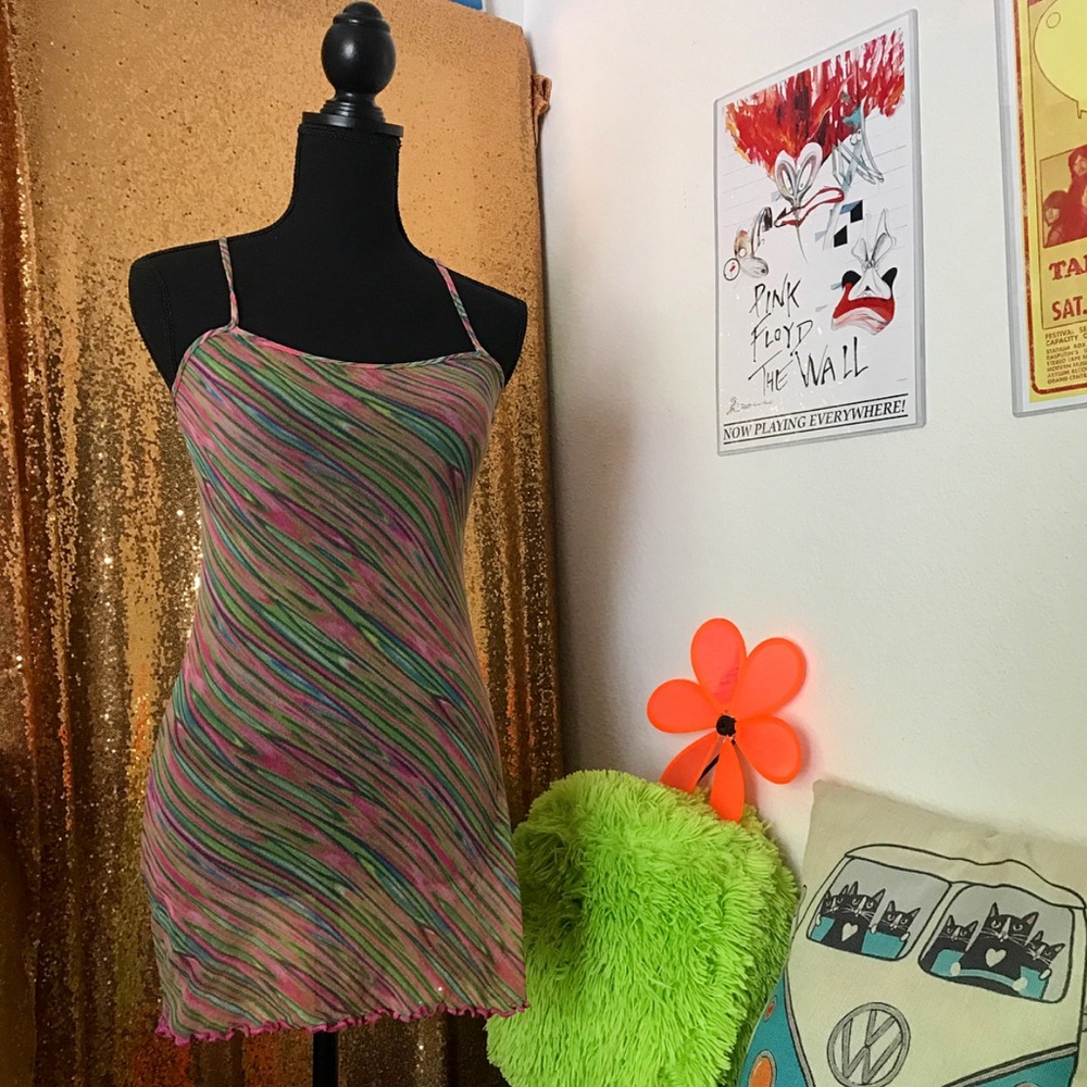 Psychedelic Swirl Mesh Slip Dress 🍭
